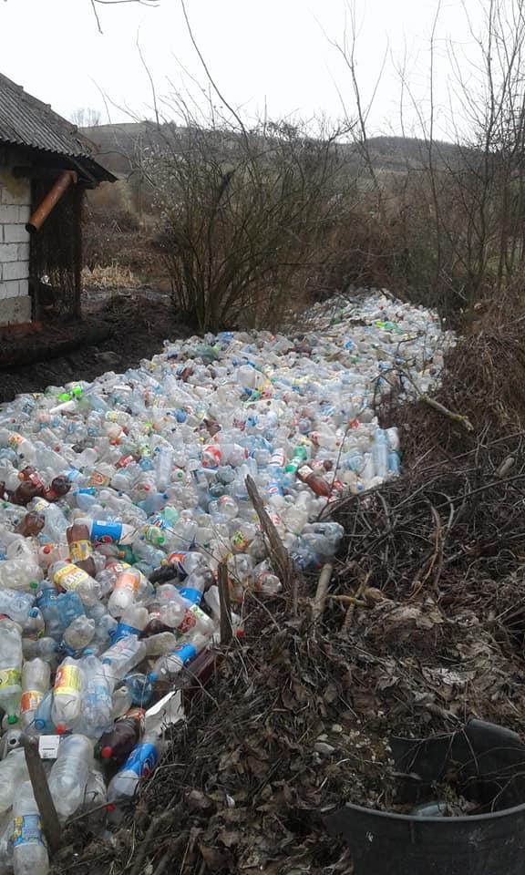Imagini șocante pe un pârâu din Bihor! Mii de sticle din plastic zac aruncate pe apă poluând întreaga localitate