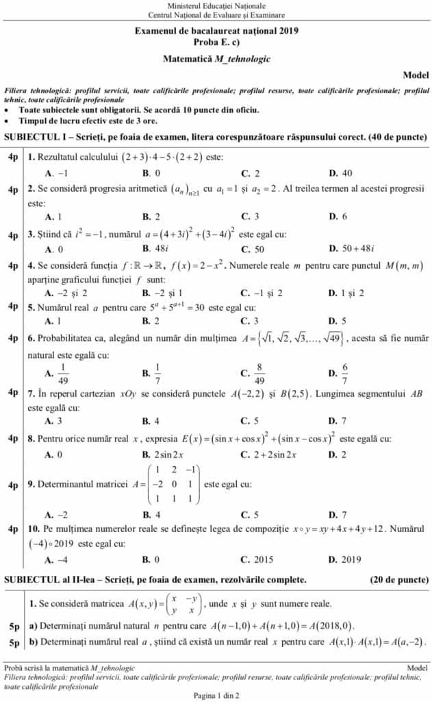 UPDATE:Subiecte Simulare Bac 2019 Matematică. Avem subiectele! Ce a picat la clasa a XII-a