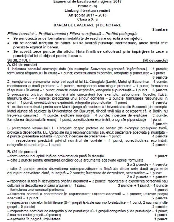 Subiecte Simulare Bac 2019, clasa a XI-a, Limba Română. Ce subiecte pică