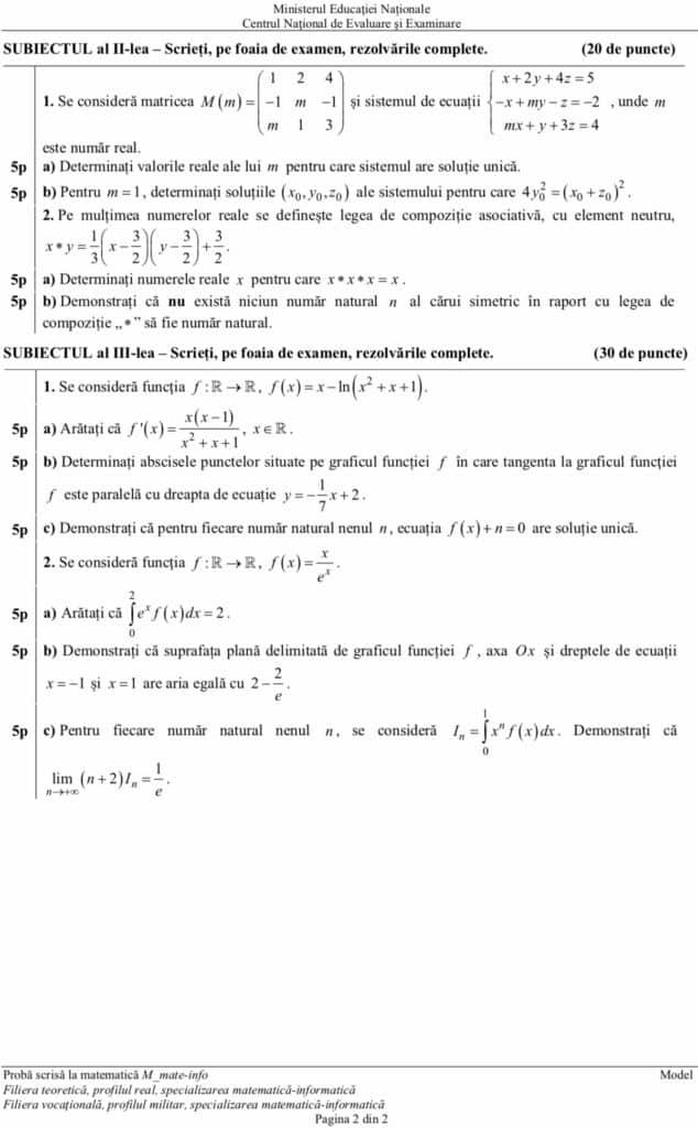 Subiecte Simulare Bac 2019 Matematică, clasa a-XI-a. Ce a picat azi