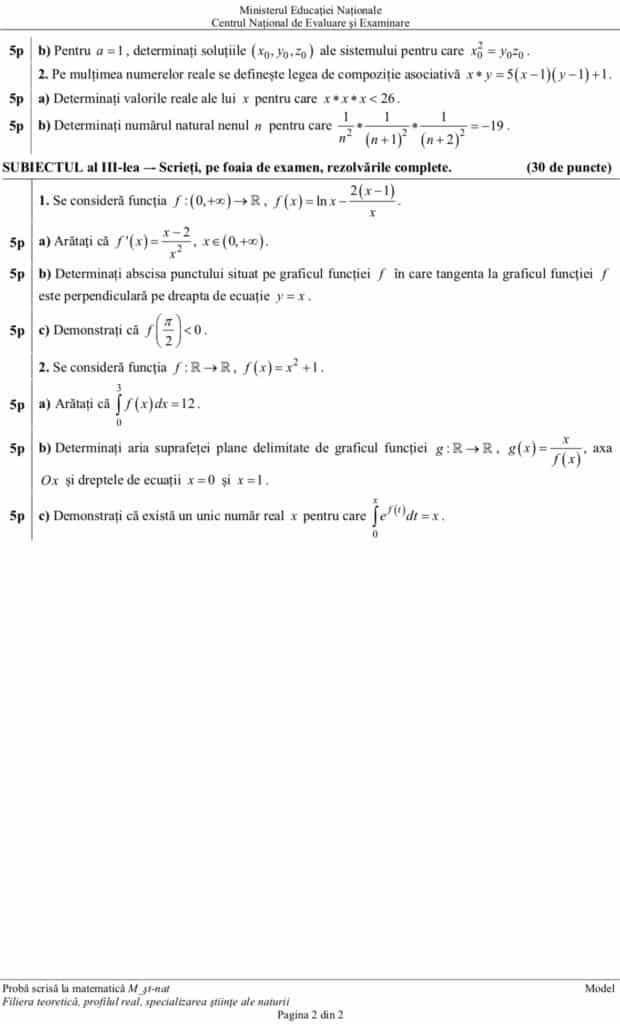 Subiecte Simulare Bac 2019 Matematică, clasa a-XI-a. Ce a picat azi