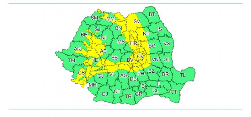 ANM, avertizare meteo 15-17 martie. Cod galben de vânt şi ninsori viscolite