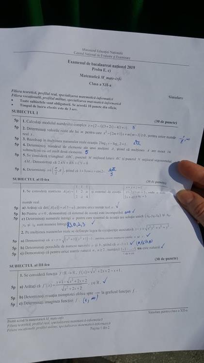 UPDATE: Simulare Matematică Bac 2019. Avem subiectele! Ce a picat la clasa 12