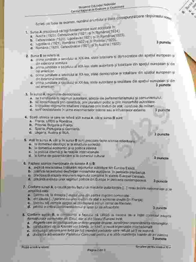 UPDATE: Simulare Istorie Bac 2019. Avem subiectele! Ce a picat la clasa 11