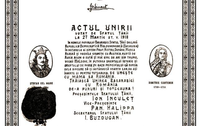 27 martie: 101 ani de la Declarația de Unire a Basarabiei cu România