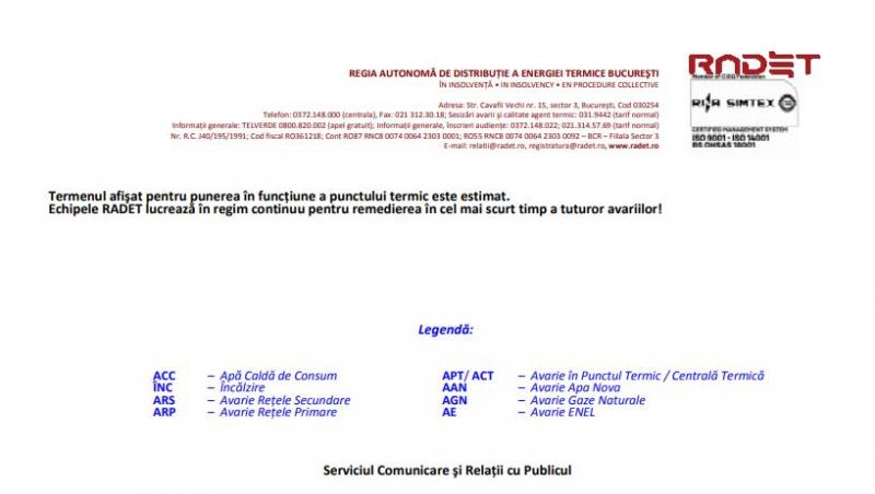 Vești proaste pentru cetățenii Capitalei! Anunțul făcut de RADET: Cât timp vor mai rămâne oamenii fără apă caldă și căldură