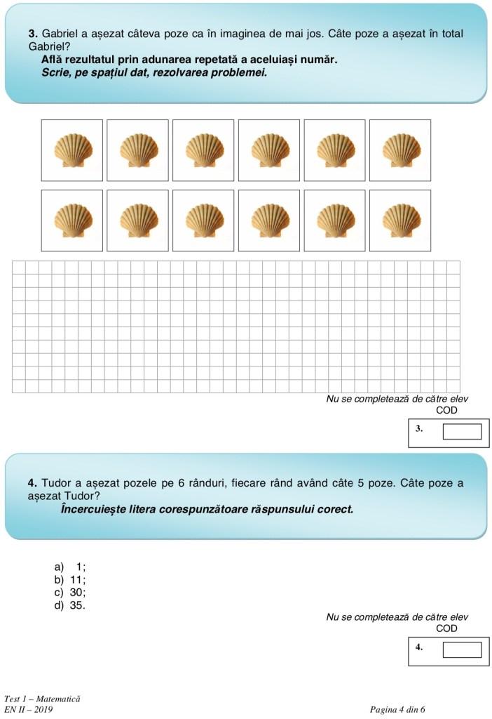 Evaluare Națională 2019 clasa 4, Matematică. Ce subiecte au picat