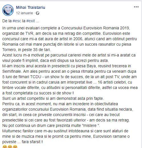 Cum comentează Mihai Trăistariu Eurovision 2019. ”Mi s-a făcut poftă să câștig locul I”