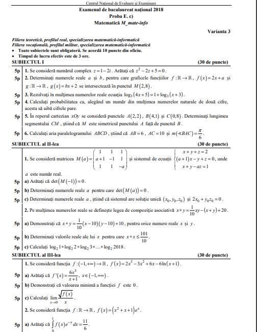 Bac 2019 - Sesiunea specială. Subiecte și bareme la Matematică și Istorie