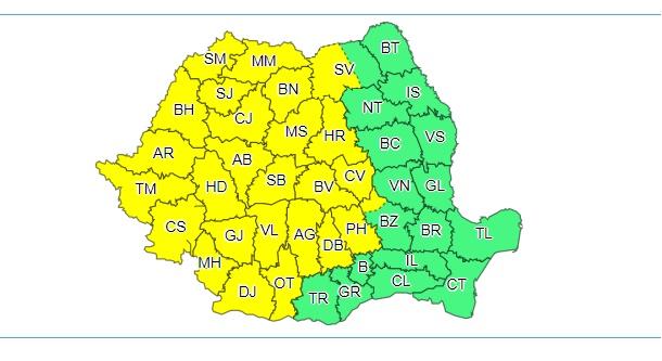 Meteo România 28 mai - 1 iunie. Cod galben de ploi torențiale în 25 de județe