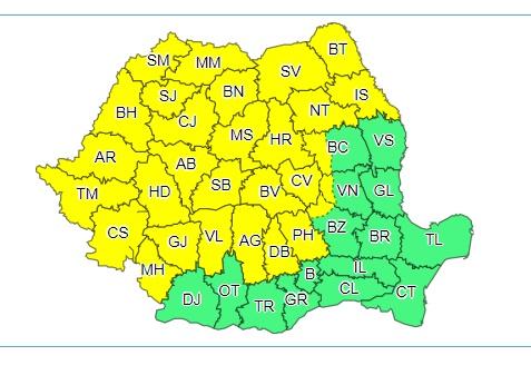 Vremea 29 mai - 1 iunie. ANM prelungește și extinde codul galben de vreme severă