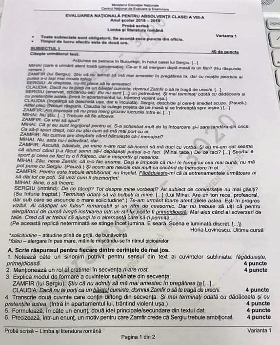 Subiecte Evaluare Națională 2019. Avem subiectele la Limba Română! FOTO