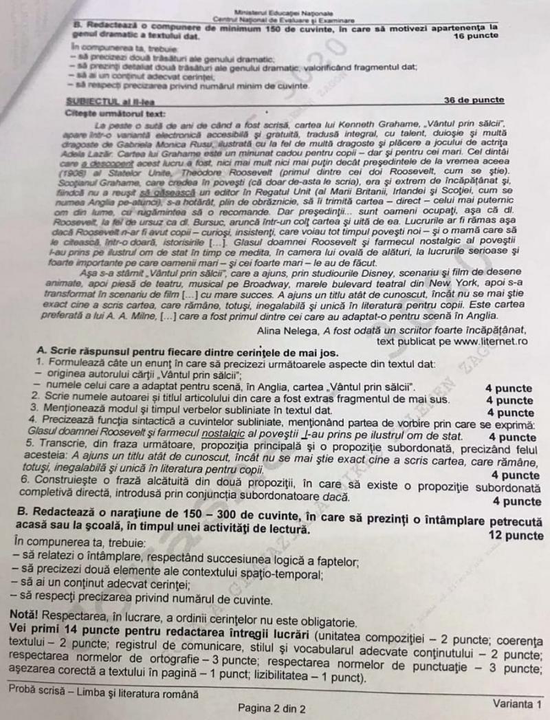 Subiecte Evaluare Națională 2019. Limba Română: Avem subiectele! Vezi ce a picat