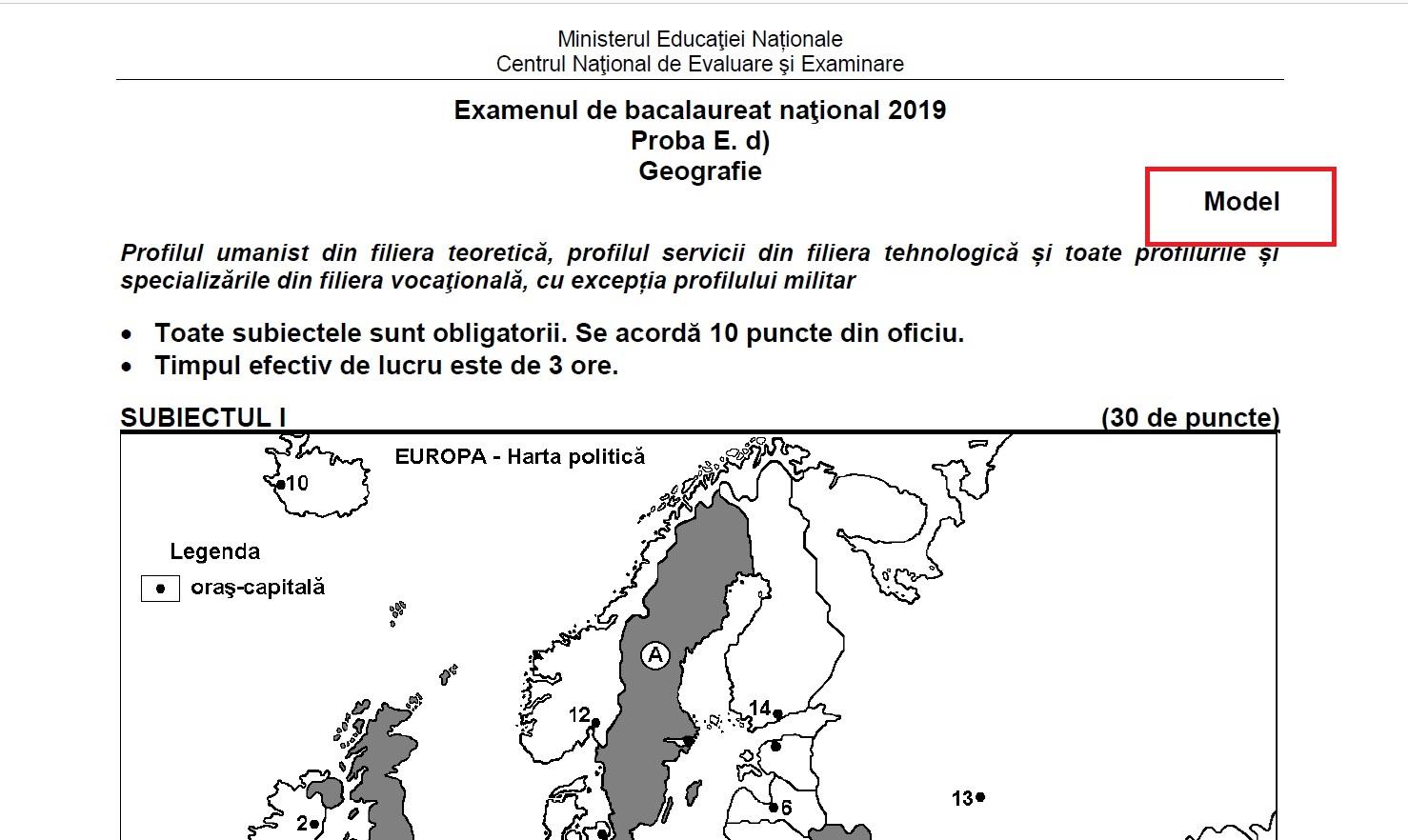 Programa Bac Geografie 2019