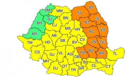 ANM, avertizare de vreme rea în România: Cod portocaliu de ploi torențiale extins până joi