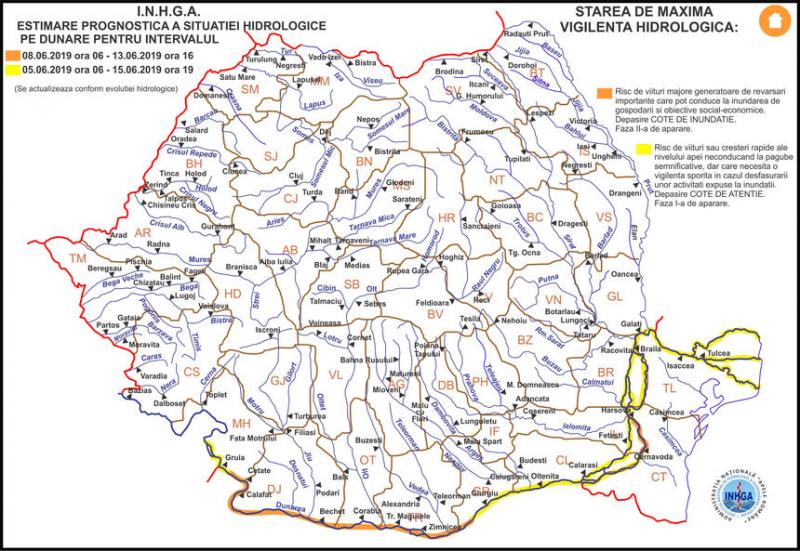 Alertă în România! Cod portocaliu de inundații pe Dunăre, valabil două săptămâni. Mai multe județe vor fi afectate