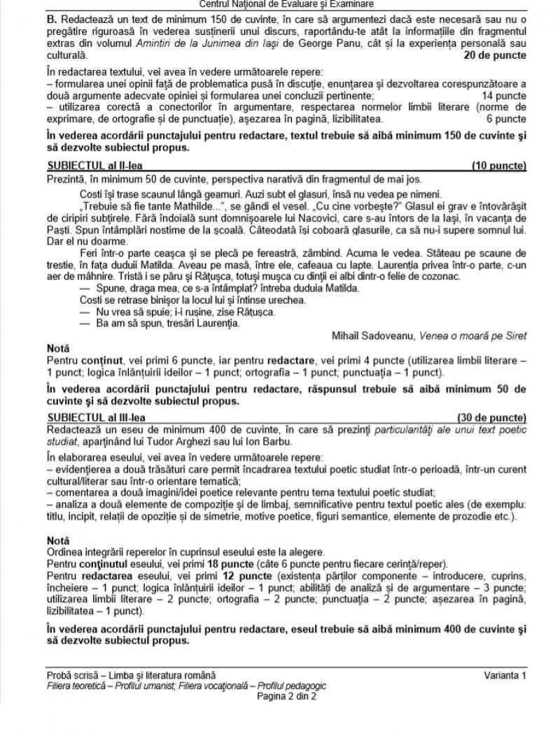 Subiecte Bacalaureat 2019 Limba Română: Avem subiectele la profil Uman! FOTO