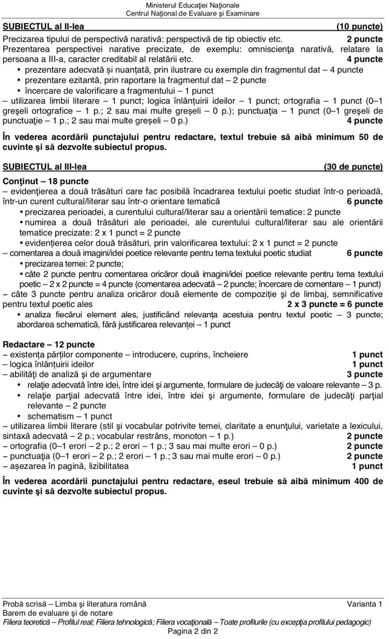 Barem Limba Română BAC 2019: Vezi barem subiecte profil Uman! Rezolvări și notă