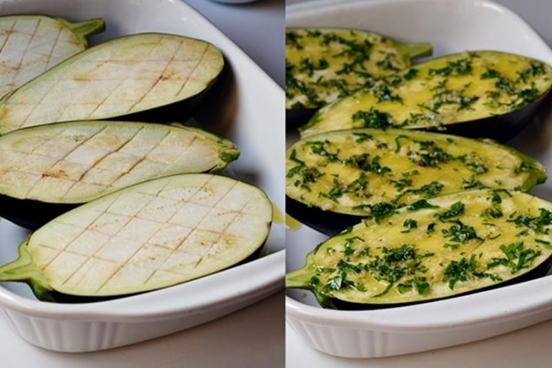 Cea mai simplă, dar și gustoasă rețetă cu vinete! Vinete cu usturoi și verdeață, la cuptor.