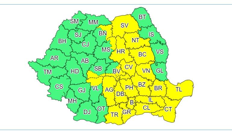 Meteo 23 iulie. ANM: cod galben de averse torențiale în 19 județe din România