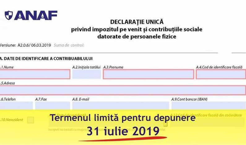 Model completare declaratie unica venituri din chirii 2019