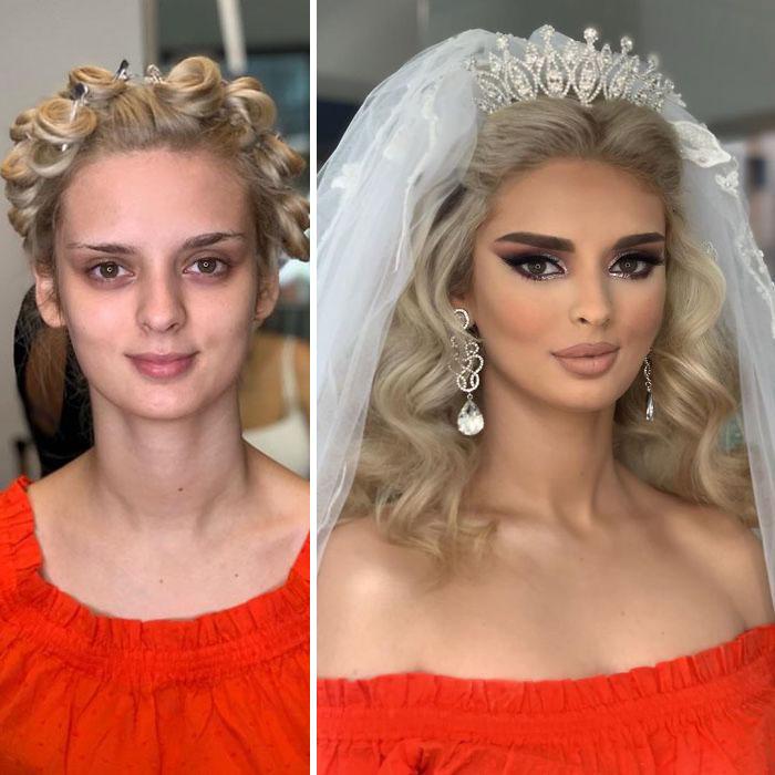 Transformări inedite! 20 de fotografii făcute înainte și după machiajul de nuntă!