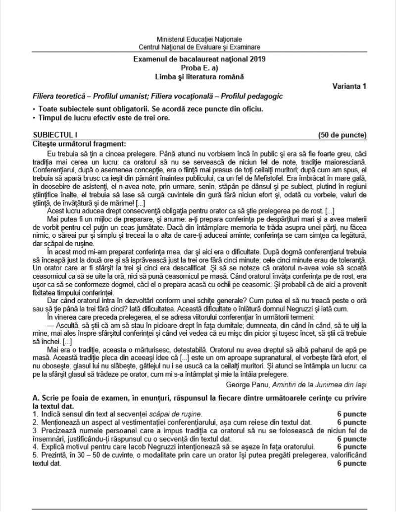 Subiecte Română Bac Toamnă 2019 și reguli Bacalaureat: ce trebuie să știi