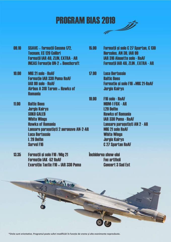 Program BIAS 2019. Cel mai frumos show aviatic din București