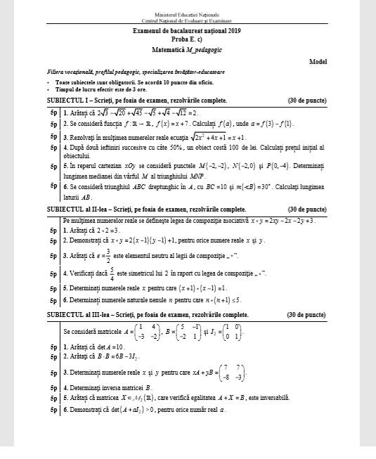Subiecte BAC Toamnă 2019 Matematică: ce pică în funcție de profil