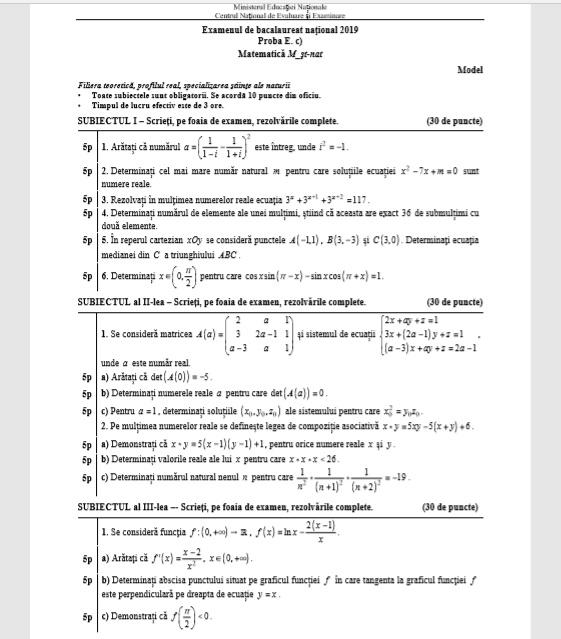 Subiecte BAC Toamnă 2019 Matematică: ce pică în funcție de profil