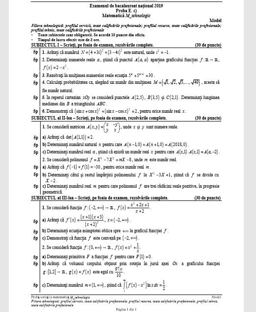 Subiecte BAC Toamnă 2019 Matematică: ce pică în funcție de profil