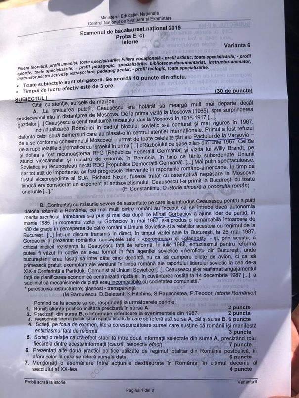 Subiecte BAC Toamnă 2019: Modele subiecte Istorie și ce trebuie să știi