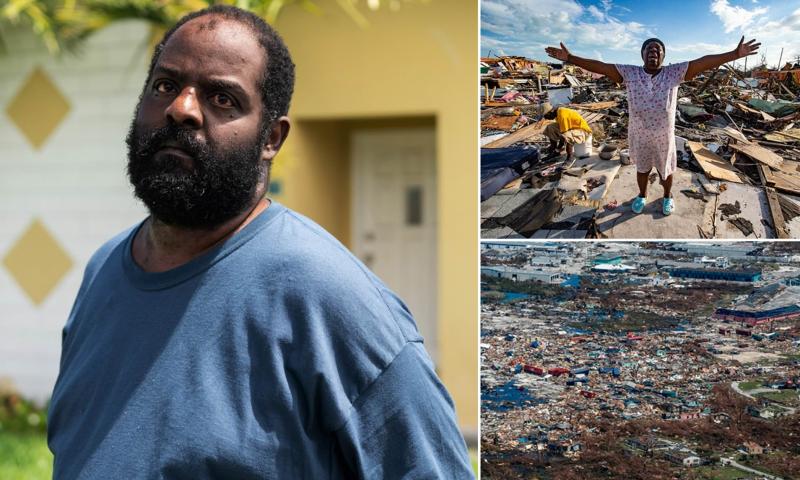 Un tată orb și-a cărat fiul paralizat pe umeri, cu apa până la obraz, prin uragan | FOTO