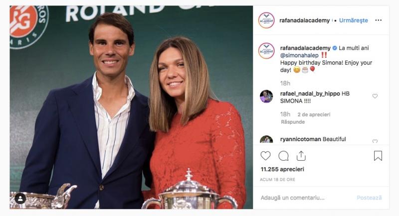 Simona Halep a primit un mesaj în limba română de la Rafael Nadal