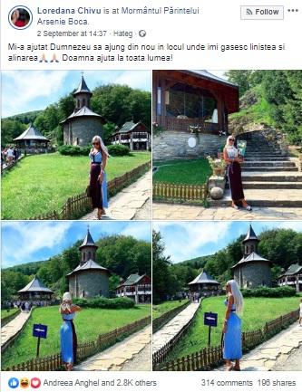 Apariție șoc la mormântul lui Arsenie Boca! Cum s-a afișat Loredana Chivu, fosta asistentă TV