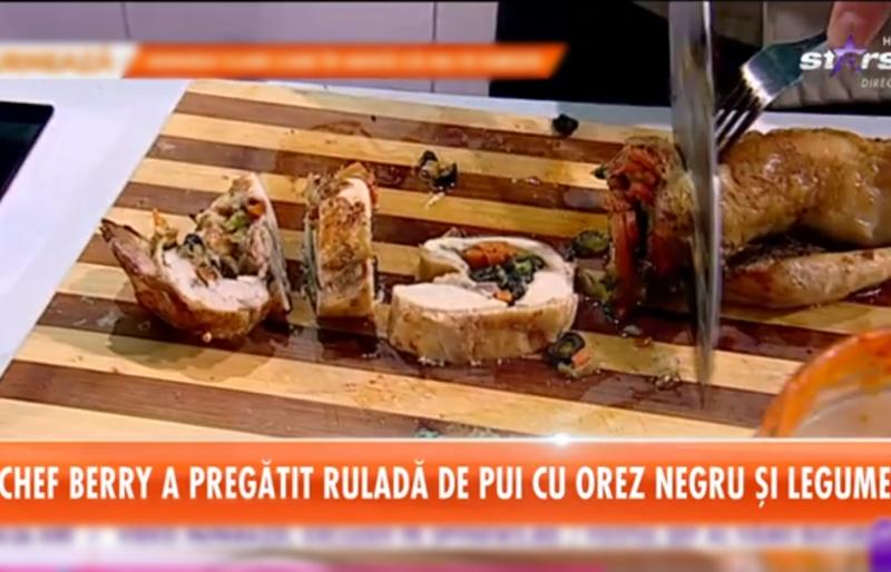 Reţetă de Ruladă din carne de pui cu legume și orez negru cu măsline