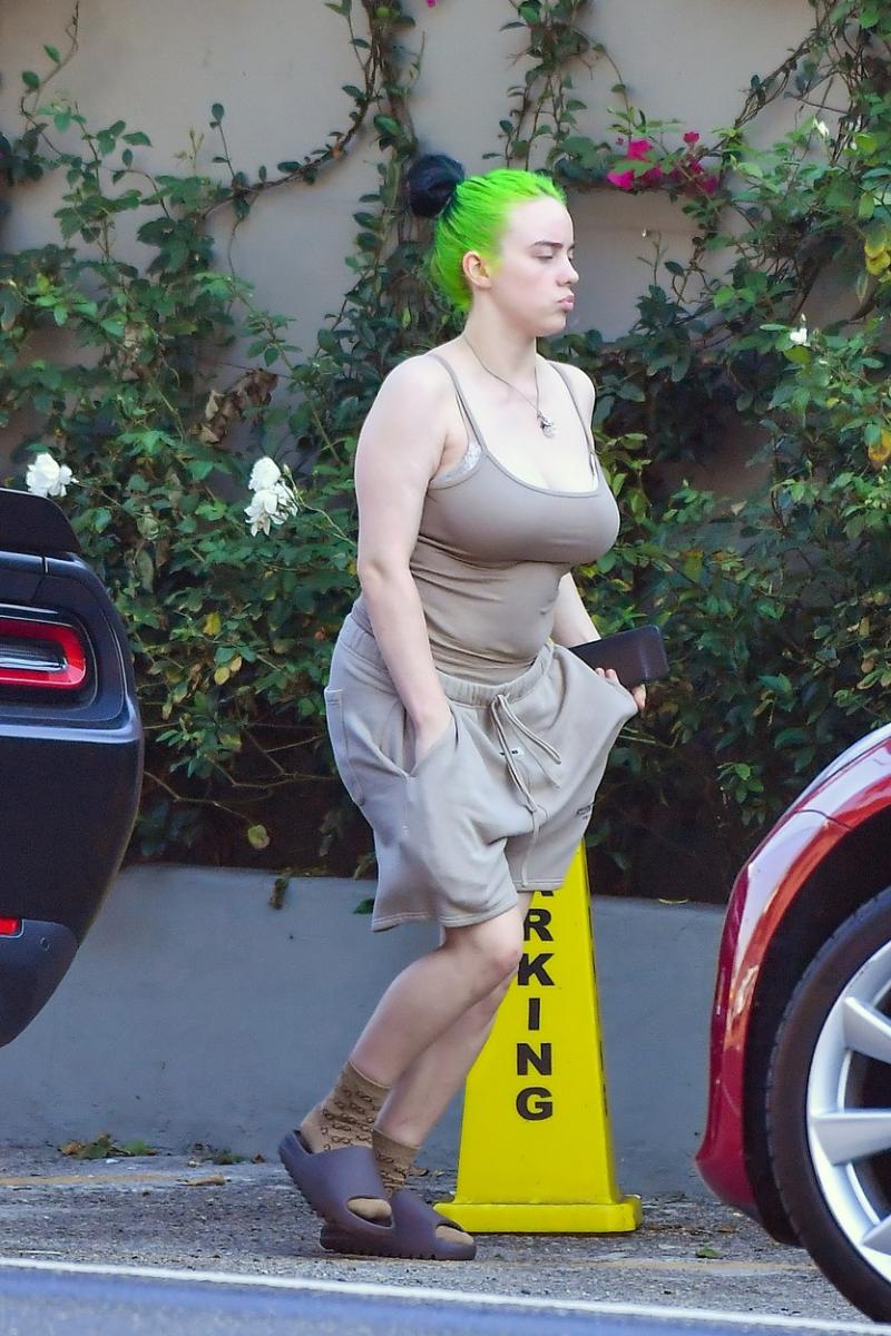 billie eilish surprinsa de paparazzi pe strada in haine de casa