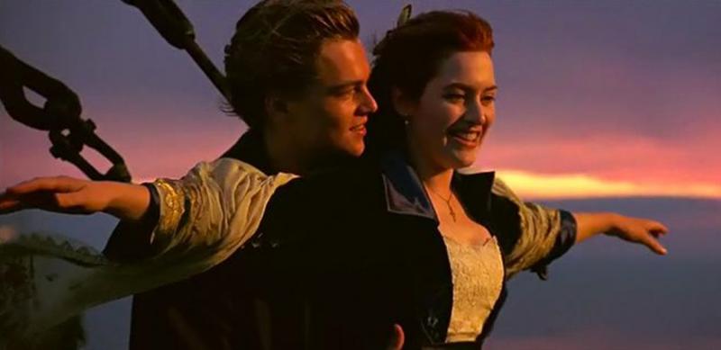 Leonardo DiCaprio și Kate Winslet, într-o scenă din ''Titanic''