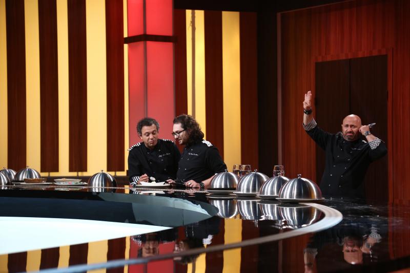 Sorin Bontea, Florin Dumitrescu și Cătălin Scărlătescu, în edițai 39 din sezonul 8 „Chefi la cuțite”