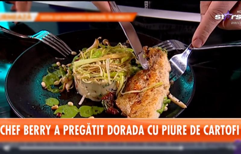 Rețetă de dorada cu piure de cartofi în coajă și sos de praz - Reţeta lui Chef Berry