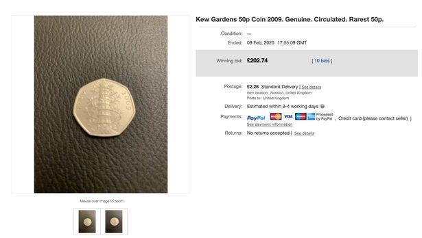 O monedă rară de 50p se vinde la un preț de 400 de ori mai mare decât valoarea nominală
