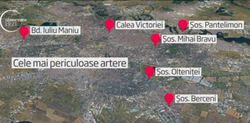 Harta celor mai periculoase șosele din Capitală! Acestea sunt arterele rutiere pe care se produc cele mai multe accidente - FOTO, VIDEO