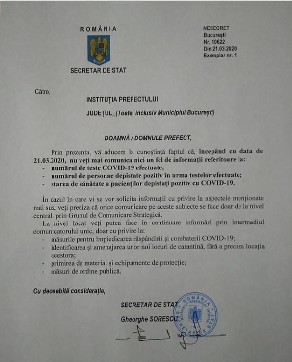Foto | Vor să interzică informarea nației cu privire la COVID-19. Documentul a fost făcut public "Nu veți mai comunica niciun fel de informații"