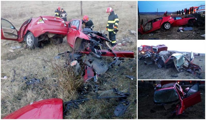 Foto | BMW despicat în jumătate, șoferul nicio zgârietură. S-a ridicat din mașină și a așteptat pompierii și salvarea