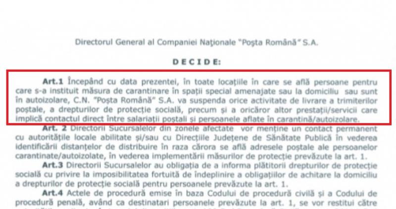 La revedere, pensii și alocații, pentru românii aflați în carantină, din cauza coronavirusului! Decizie de ultimă oră, la Poșta Română!