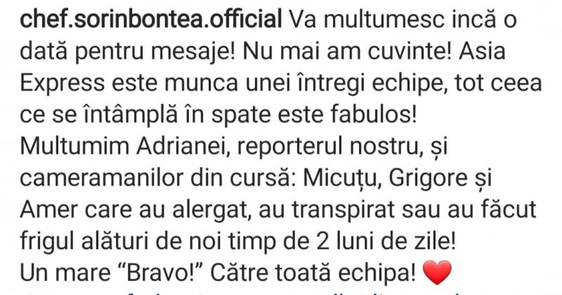 Ce gest de omenie a făcut Chef Sorin Bontea, după finala "Asia Express!" Pentru asta merită tot respectul!