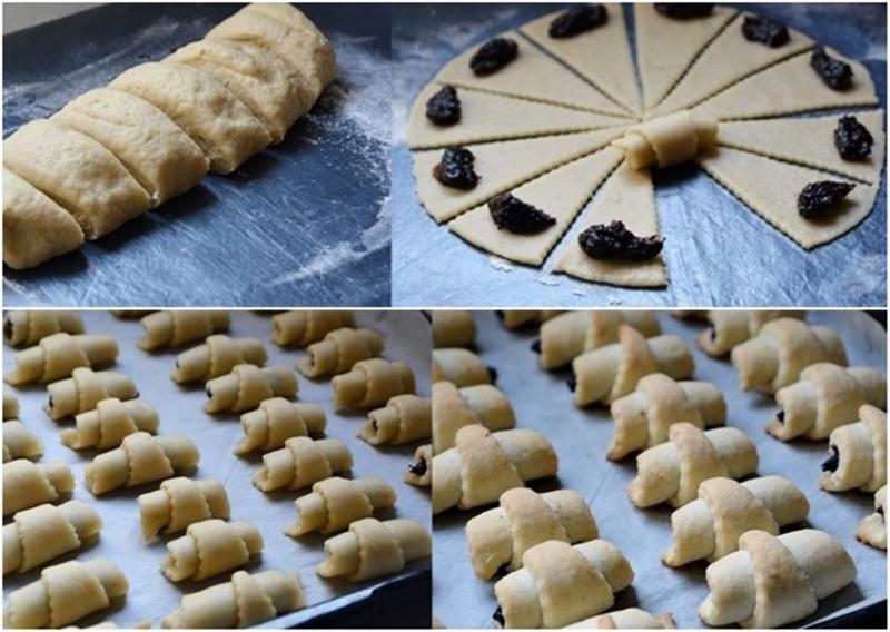 Cornulețe de post cu apă minerală și umplutură de gem cu nuci. Rețetă de cornulețe fragede și delicioase