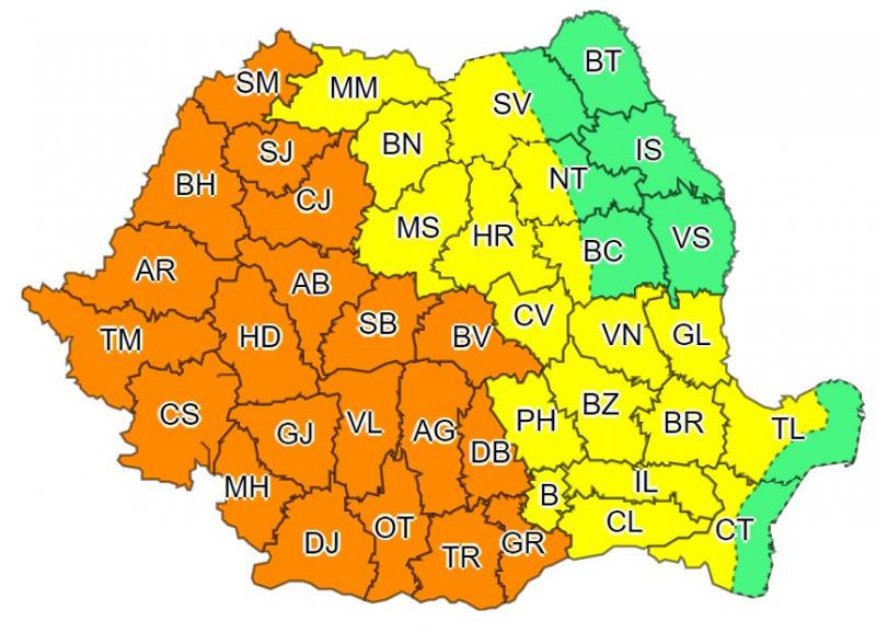 Alertă meteo! Cod portocaliu de ploi torențiale și furtuni, în România! Unde se vor rupe norii, în următoarele ore