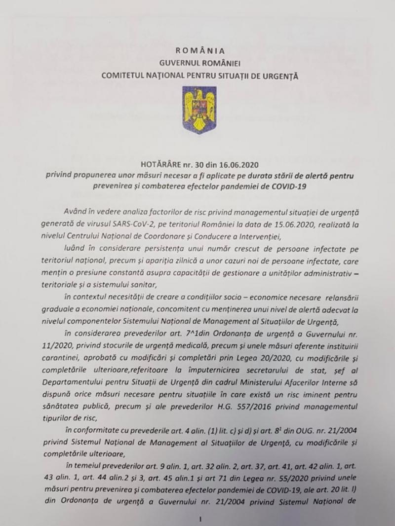 DOCUMENT: A doua stare de alertă începe de miercuri, 17 iunie! Care sunt noile restricții și ce va fi permis