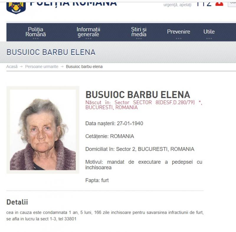 Cea mai bătrână infractoare din România are 80 de ani și e dată în urmărire generală! Ce fapte a comis